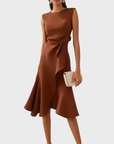 Sheila™ - Gedrapeerde Asymmetrische Midi Jurk