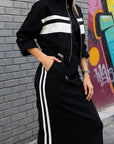 Alix™ Sport-Chique Ensemble – 3/4 Bomber & Midi Rok