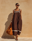 MDZ Maxi Jurk | Chocolate & Cream Contrast