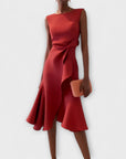 Sheila™ - Gedrapeerde Asymmetrische Midi Jurk