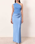 Anita™ - Elegante Geplooide Maxi Feestjurk met Eén Schouder
