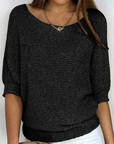 Laura | Casual Trui met 3/4 Mouwen en Ronde Hals