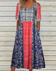 Janine™ | Jurk met Bohemian Print en Ronde Halslijn