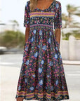 Janine™ | Jurk met Bohemian Print en Ronde Halslijn