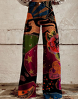 Kylie - Vintage Retro Print Trousers - Bold & Expressive