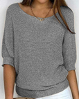 Laura | Casual Trui met 3/4 Mouwen en Ronde Hals