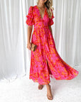 Brittany™ - Elegante Maxi Jurk in Red Pink