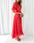 Brittany™ - Elegante Maxi Jurk in Red Pink
