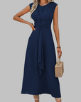 Elegante Mouwloze Maxi Jurk met Ronde Hals