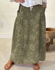 Retro Bloemenprint Rok met Elastische Tailleband en Zakken