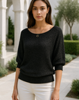 Laura | Casual Trui met 3/4 Mouwen en Ronde Hals