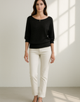 Laura | Casual Trui met 3/4 Mouwen en Ronde Hals