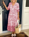 Aria™ - Elegante Bloemenjurk met V-Hals