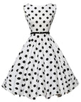 1950's Pin Up Bettie Page Polka Dot Print Uitlopende Jurk