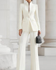 Vina | Dames Tweedelig Pak Set Lange Blazer & Wijde Pantalon