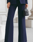 Vina | Dames Tweedelig Pak Set Lange Blazer & Wijde Pantalon