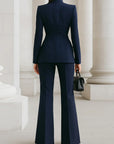 Vina | Dames Tweedelig Pak Set Lange Blazer & Wijde Pantalon