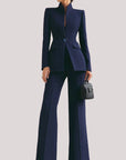 Vina | Dames Tweedelig Pak Set Lange Blazer & Wijde Pantalon