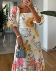 FABLE | ROMANTISCHE BLOEMEN MIDI JURK MET POFMOUWEN