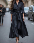 Alaia™ - Elegante Maxi Jurk met Lange Mouwen en Strikband