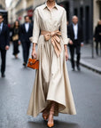 Alaia™ - Elegante Maxi Jurk met Lange Mouwen en Strikband