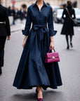 Alaia™ - Elegante Maxi Jurk met Lange Mouwen en Strikband