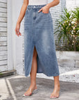Emerald Denim Maxi Rok - 80 Wash Blauw