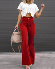 Julia | High-Waisted Flared Corduroy Broek