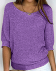 Laura | Casual Trui met 3/4 Mouwen en Ronde Hals