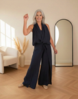Wijdvallende Linnen Broek met Strikdetail - Lou