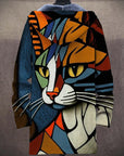 Kunstzinnige Kat Hoodie Cardigan