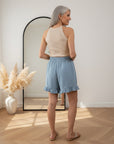 Elegant Viscose Top met Golfrand - Beige — back view