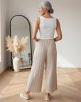 Geplisseerde Broek Beige met Comfortabele Binnenbroek — back view