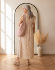 Leonora Mousseline Jurk - Leo/Lila/Geel — back view