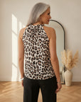 Mouwloos Top met Strikdetail - Luipaardprint - Crème/Zwart/Bruin — back view