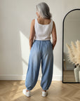 Linnen Bubble Vest - Luchtig en Tijdloos — back view