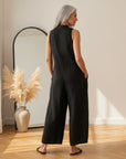 Mouwloze Linnen Tuinbroek - Luchtig en Comfortabel — back view