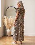 Leonora Mousseline Jurk - Luipaard/Bruin — back view