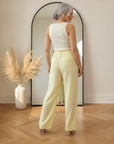 Vento Luchtige Viscose Broek - Lemon Ice — back view
