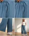 Geplisseerde Broek met Binnenbroek - Denimblauw — details