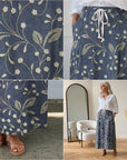 Retro Bloemenprint Rok met Elastische Tailleband en Zakken — details