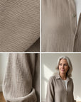 Korte Oversized Mousseline Blouse - Modderkleur — details