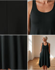 BARA - Zwarte Maxi Jurk met Zakken — details