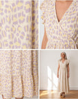 Leonora Mousseline Jurk - Leo/Lila/Geel — details