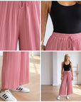 Geplisseerde Broek met Comfortabele Binnenbroek - Lichtroze Bes — details