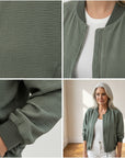 Stijlvolle Viscose Blouson - Matcha Groen — details