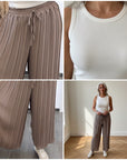 Geplisseerde Broek met Binnenbroek - Taupe — details