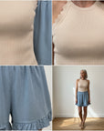 Elegant Viscose Top met Golfrand - Beige — details