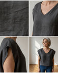 Tessa Linnen Bubble Top — details