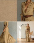 Elegante Maxi Jurk met Ceintuur en Revers voor Dames — details